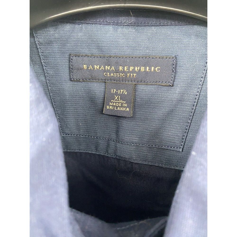 Banana Republic Dress Shirt Navy Classic Fit Guayabera Long Sleeve XL 17/ 17.5 - Picture 2 of 6